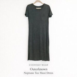 Outerknown Neptune Tee Dress Small Charcoal Maxi Short Sleeve Sustainable